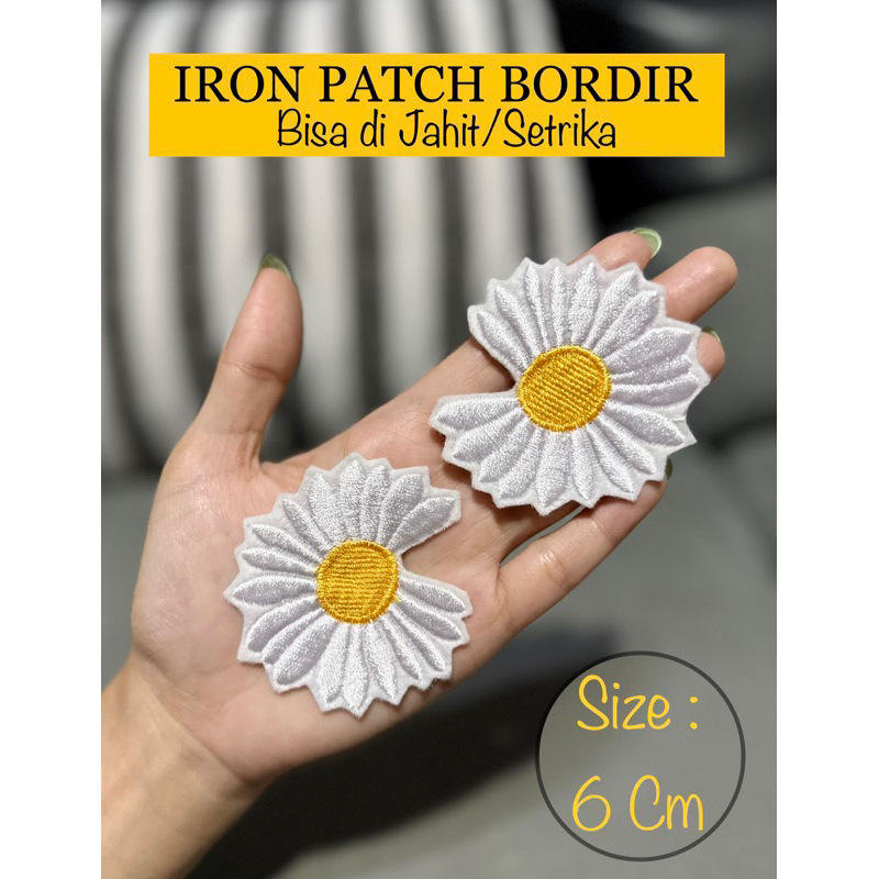 Tebru Embroidery Patches, 20 Daisy Flower Embroidered Iron Patches on Patches for Clothing Jackets, and Clothing Backpacks, Size: Black and White