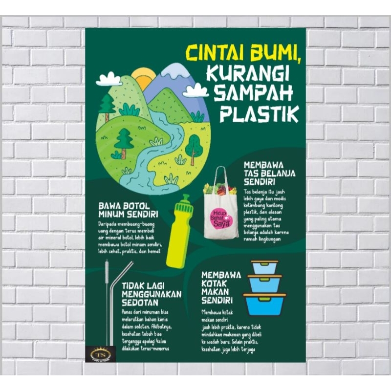 Jual Poster Kesehatan Cintai Bumi, Kurangi Sampah Plastik | Shopee