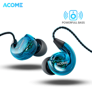 ACOME  3D Subwoofer Headphones Powerfull Bass  Transparent Black Wire Body ACE01 Garansi Resmi 1 Tahun