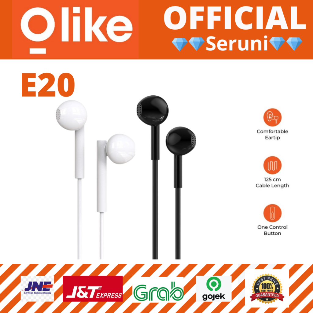 Jual ECERAN OLIKE E20 HEADSET HANDSFREE 3.5MM WIRED EARPHONE MIC