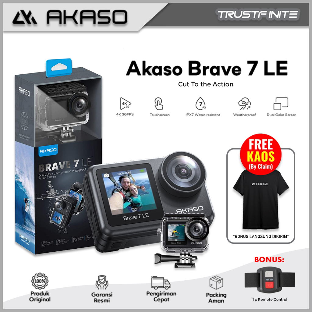 Jual Akaso Brave 7 LE Action Camera 4K 30FPS 20MP Dual Screen Garansi ...