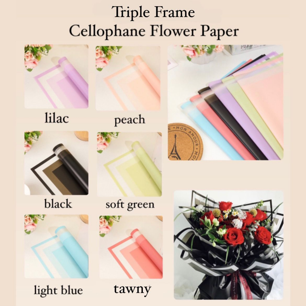 Jual Kertas Cellophane Buket Bunga [Triple Frame] Flower Wrapping Paper ...