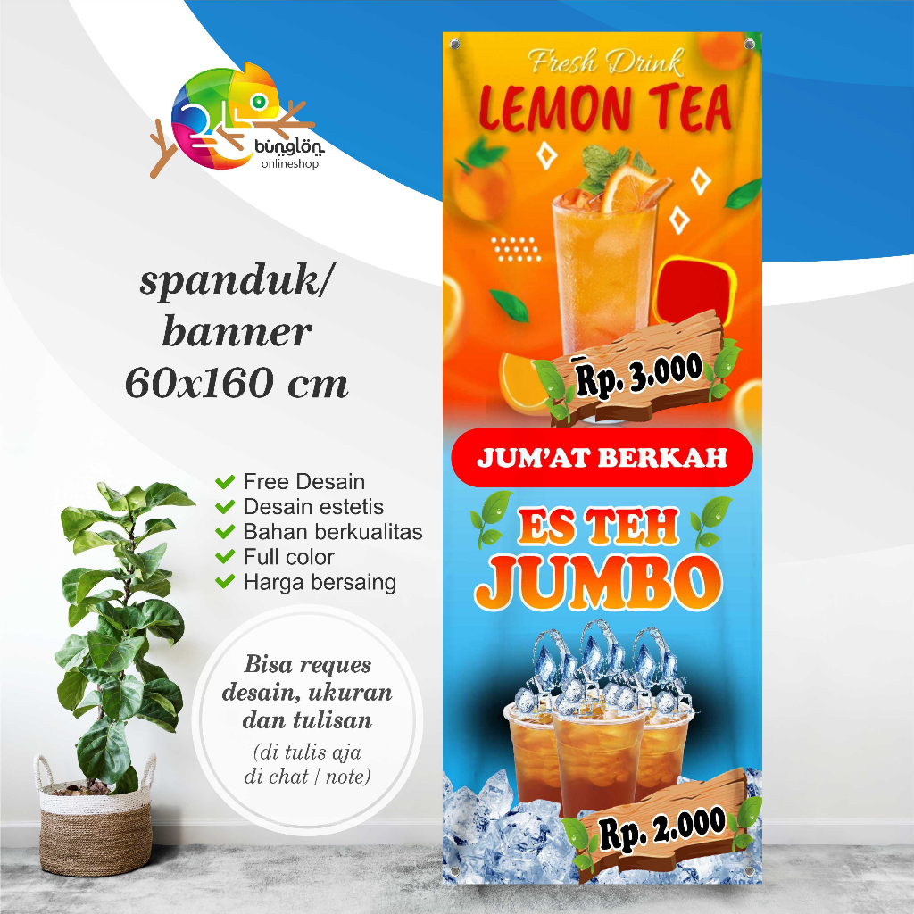 Jual Mmt X Cm Spanduk Banner Lemon Tea Es Teh Jumbo Shopee Indonesia