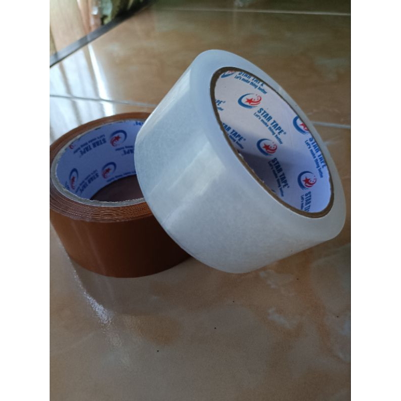 Jual Lakban Packing Star Tape Clear Bening Putih Dan Coklat Yard