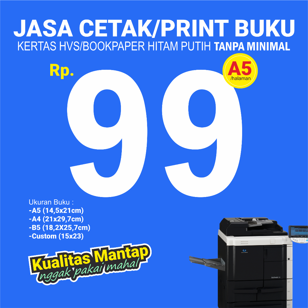 Jual Jasa Print Cetak Buku Hitam Putih Kertas HVS & Bookpaper Murah ...