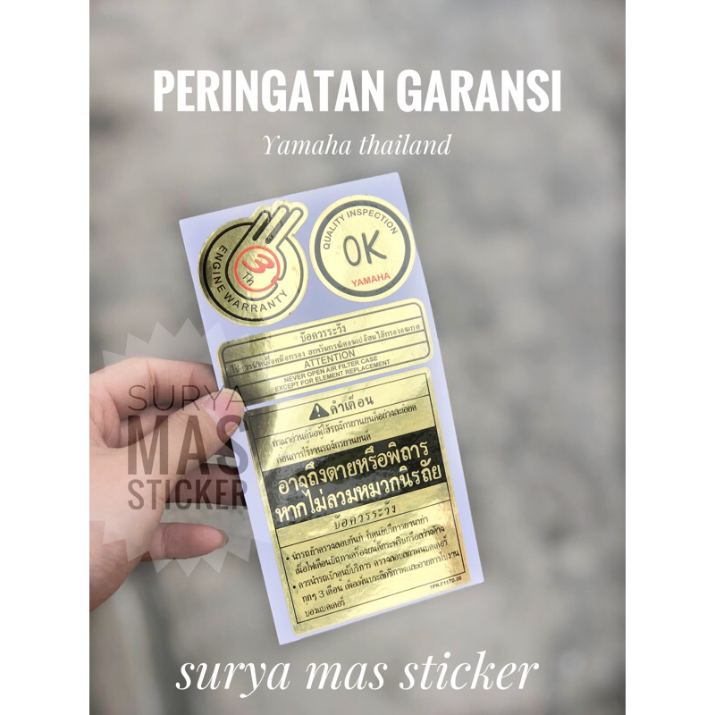 Jual stiker garansi peringatan yamaha thailand | Shopee Indonesia
