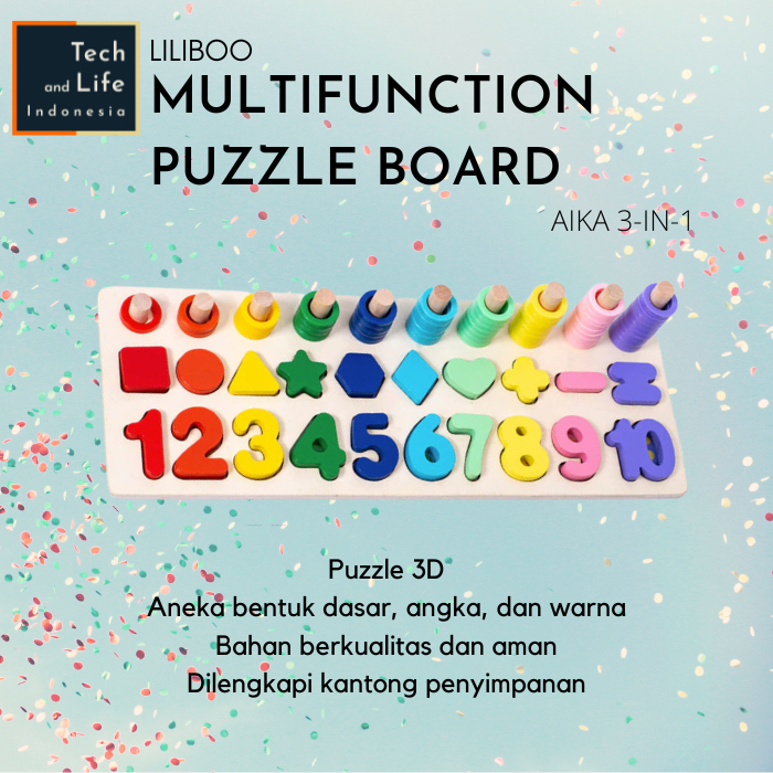 Jual Mainan Edukasi Anak Puzzle Balok Kayu 3D Shape Matching Angka ...