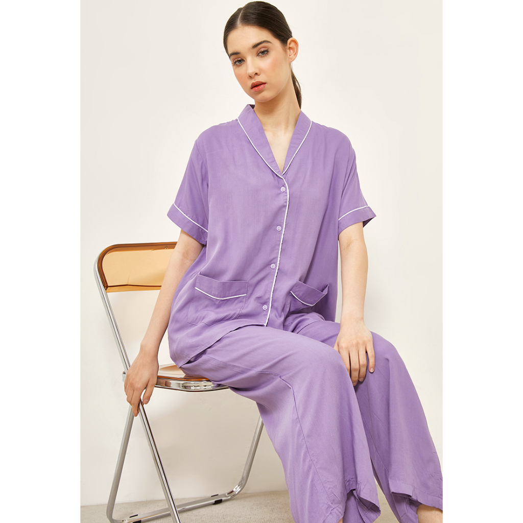 Jual Blues and Blush Jill Short Sleeve Long Pants Pajama Set Piyama Set