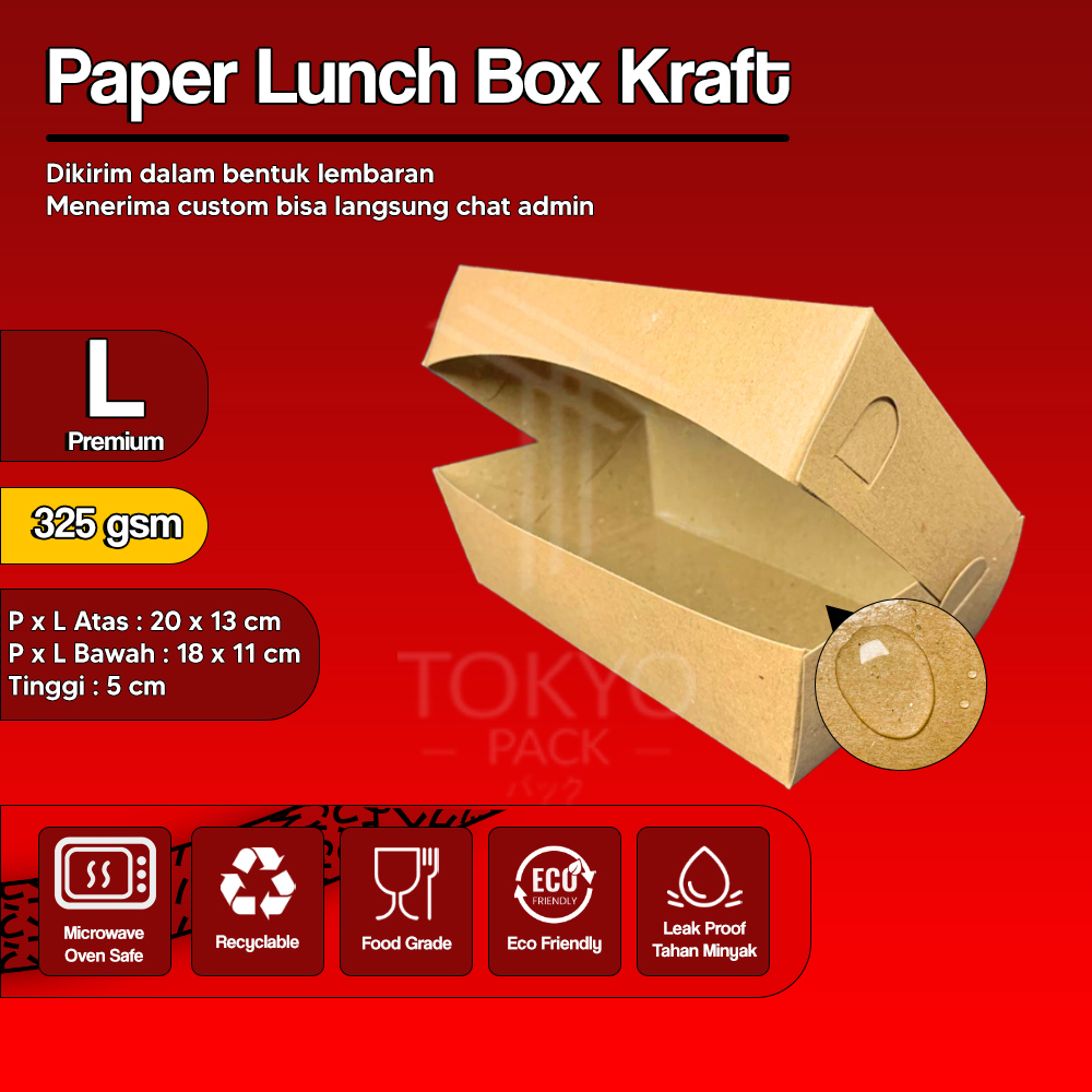 Jual PAPER LUNCH BOX BAHAN KRAFT/LUNCH BOX PAPER COKLAT SIZE M , L , S ...