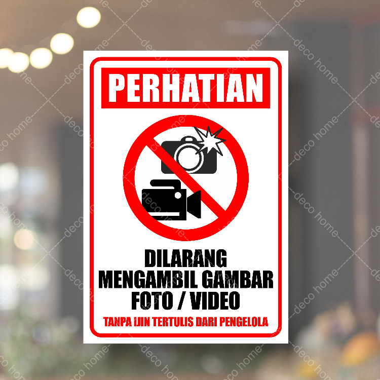 Jual Sticker Waterproof Dilarang Mengambil Gambar Foto Video | Shopee