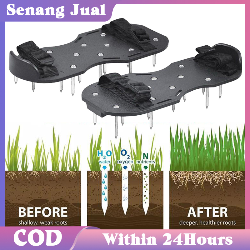 Barydat 3 Pairs Lawn Aerator Shoes With Straps Grass Spike