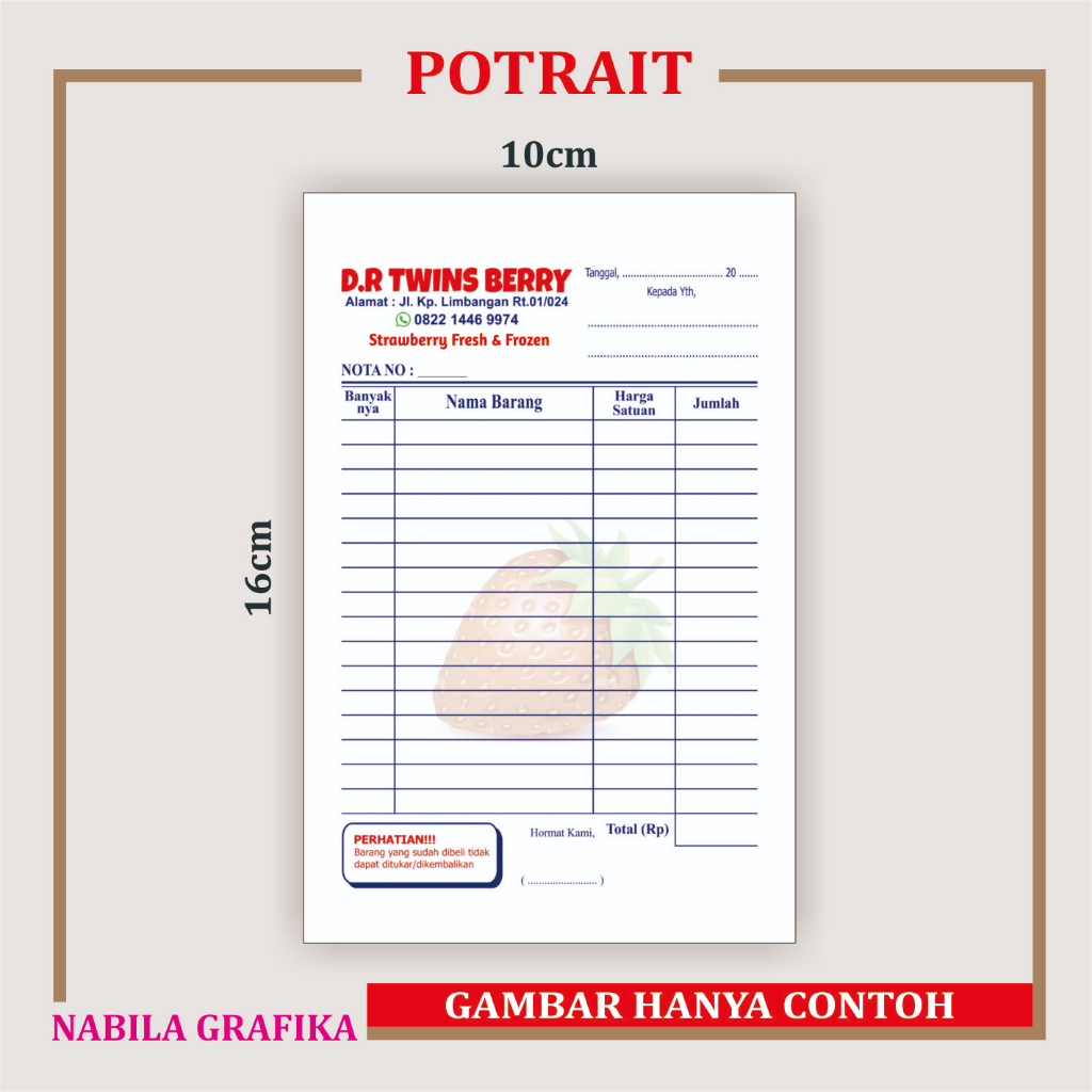 Jual Cetak Nota Custom 2 Ply Satuan Ukuran 14 Standar Isi 25 Set Nota Custom Laundry Nota 2672