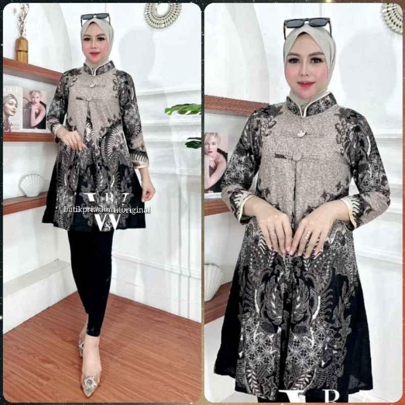 Jual Tunik Batik Wanita Modern Terbaru JUMBO M L XL XXL XXXL Atasan