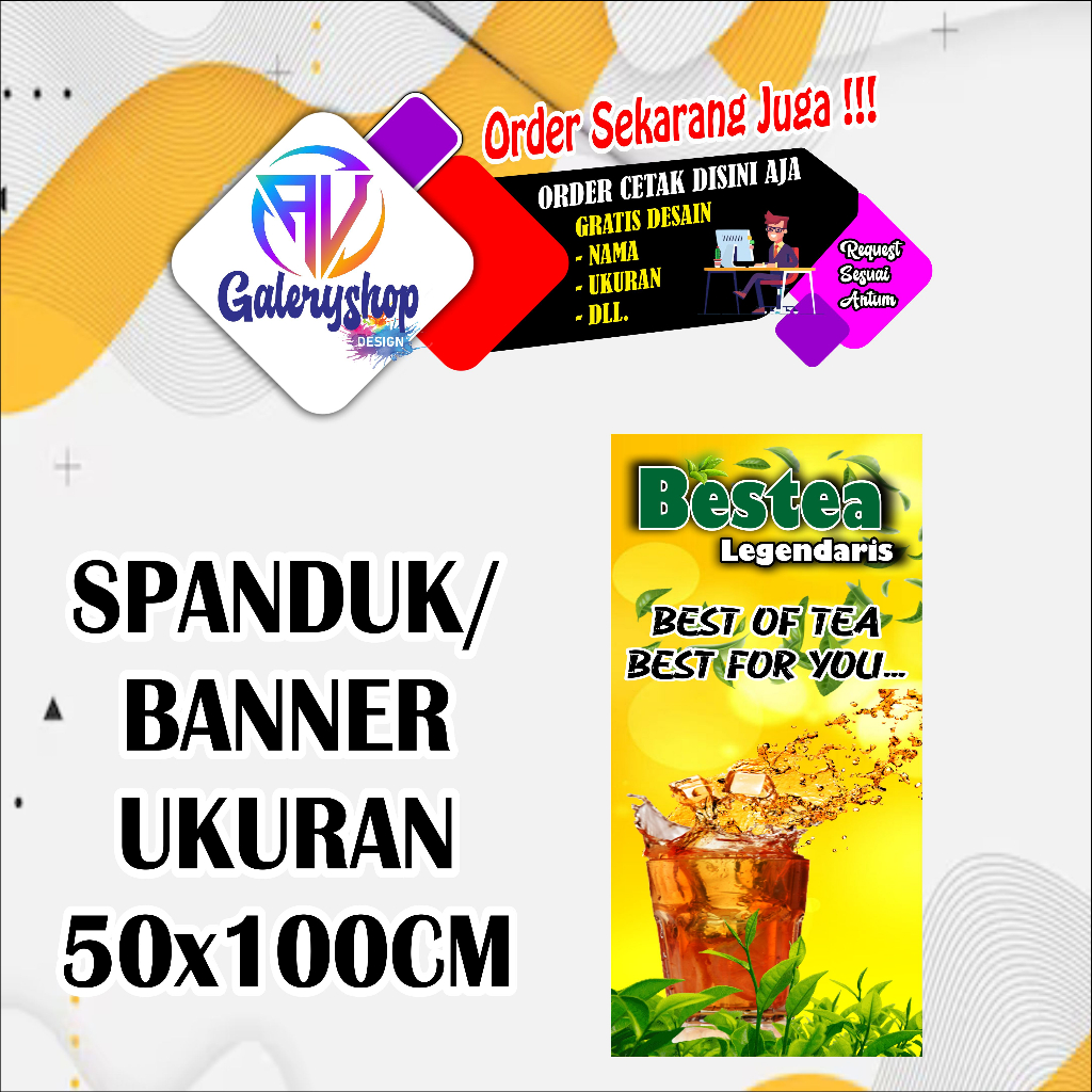 Jual spanduk banner, jualan es teh manis legendaris dll. ukuran50x100cm ...