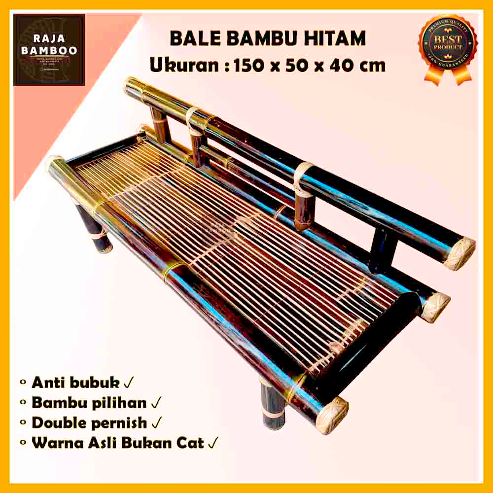 Jual Bale Bambu Hitam Rotan | Bale Estetik | Bench Bambu Hitam | Ukuran ...