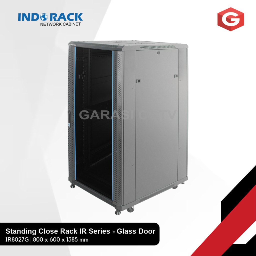 Jual Indorack 27U Close Rack Depth 800mm Glass Door 19