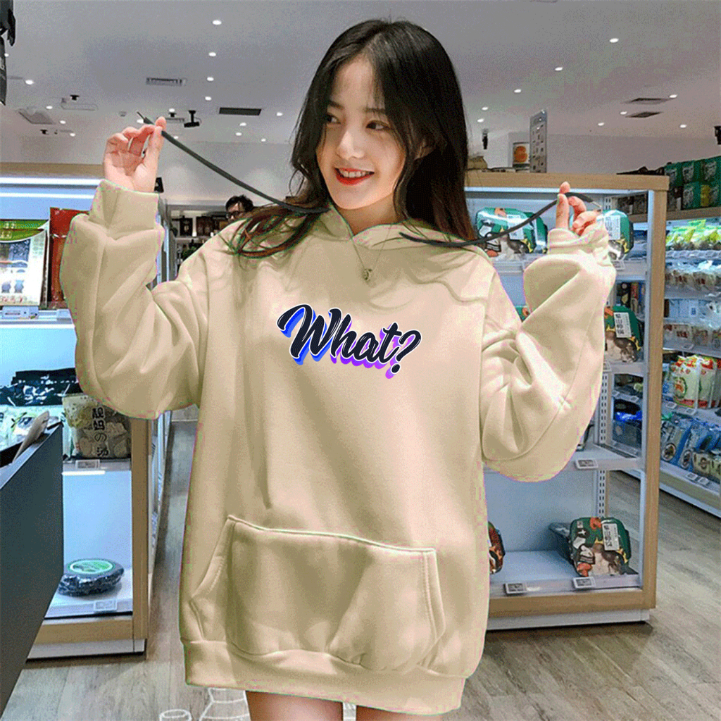 Jual Sweater Wanita WHAT Hoodie Remaja Dewasa Sweater Cewe Hoodie ...