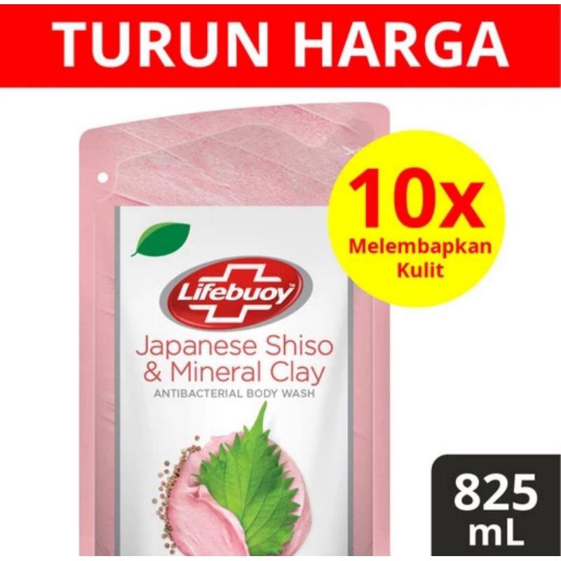 LIFEBUOY SABUN MANDI CAIR JAPANESE SHISO & MINERAL CLAY, SANDALWOOD SCENT, YOGHURT CARE - 800ML 400ML