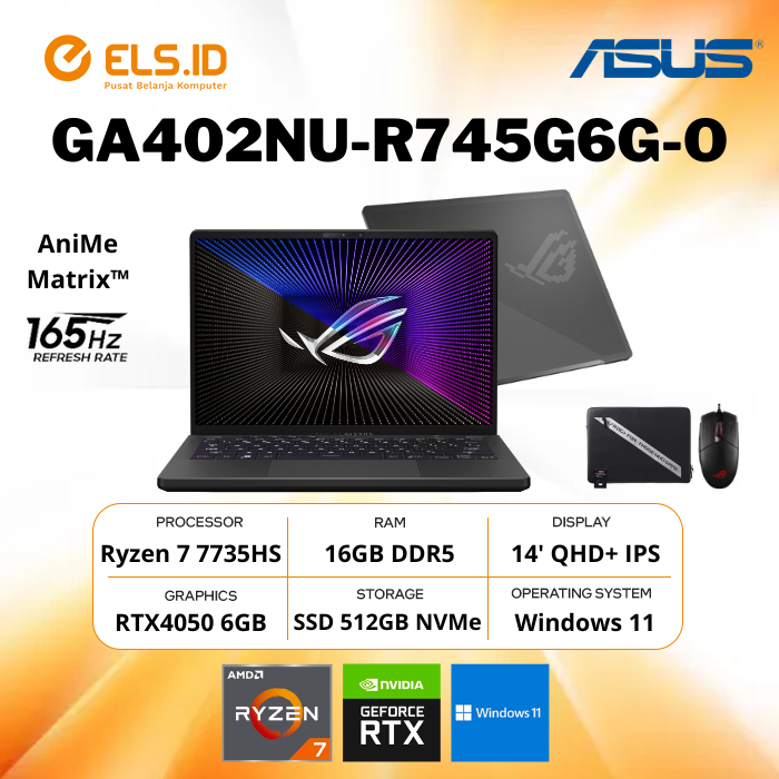 Jual ASUS ROG ZEPHYRUS G14 GA402NU-R745G6G-O Ryzen 7735HS 16GB SSD ...