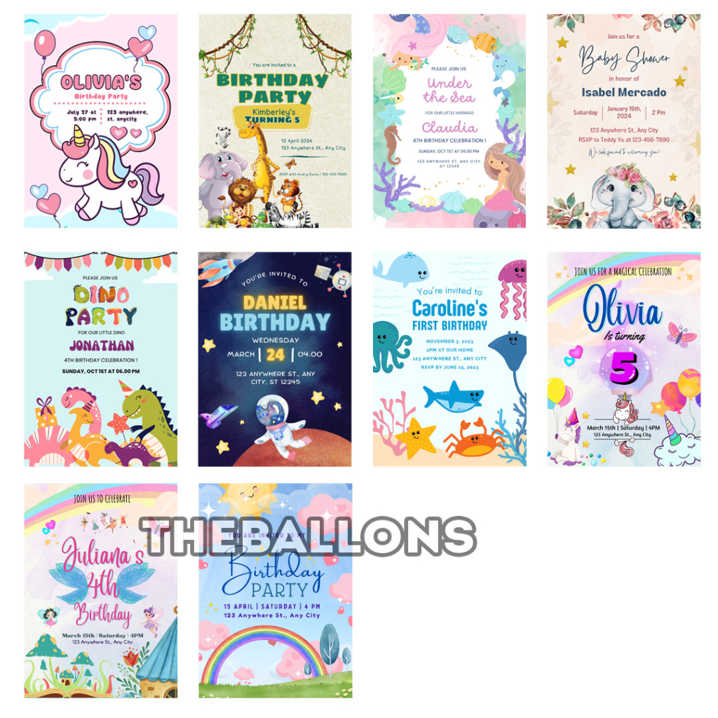 Jual Kartu Undangan Ulang Tahun Anak Birthday invitation custom Mewah