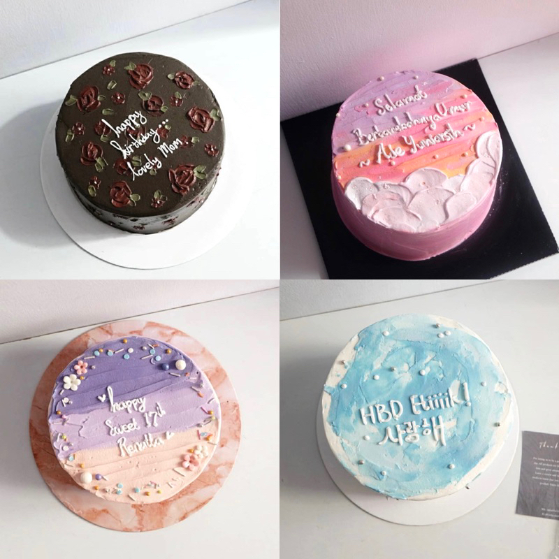 Jual CUSTOM CAKE ULANG TAHUN BIRTHDAY KOREAN CAKE CUSTOM AESTHETIC