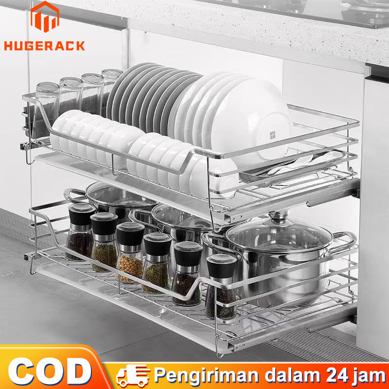 Jual 【2 Susun】rak Piring Stainless Steel Rak Dapur Rak Pengering Piring Rak Serbaguna Rak 0595