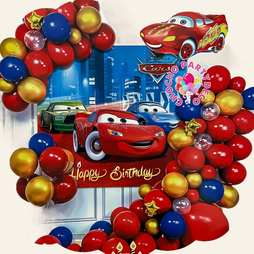 Jual Paket Balon CARS P009 / Dekorasi Ulang Tahun Happy Birthday Cars