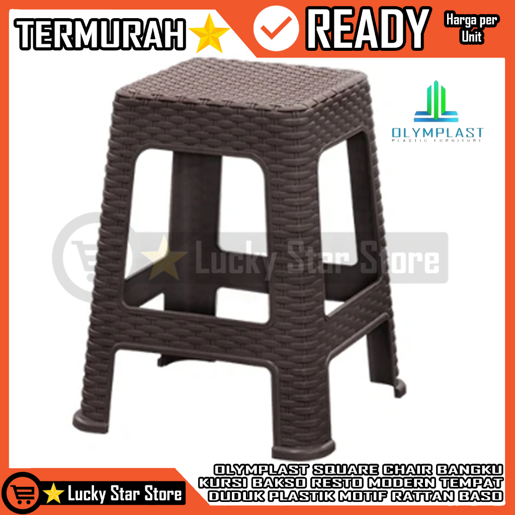 Jual Kursi Baso Plastik Rotan Olymplast Square Chair Bangku Bakso