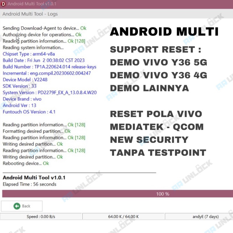 Jual 50 Credit Android Multi Tool ( Tool New Security Vivo ) Support