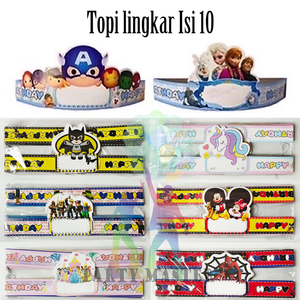 PartyMaster Topi Ulang Tahun karakter lingkar kerucut