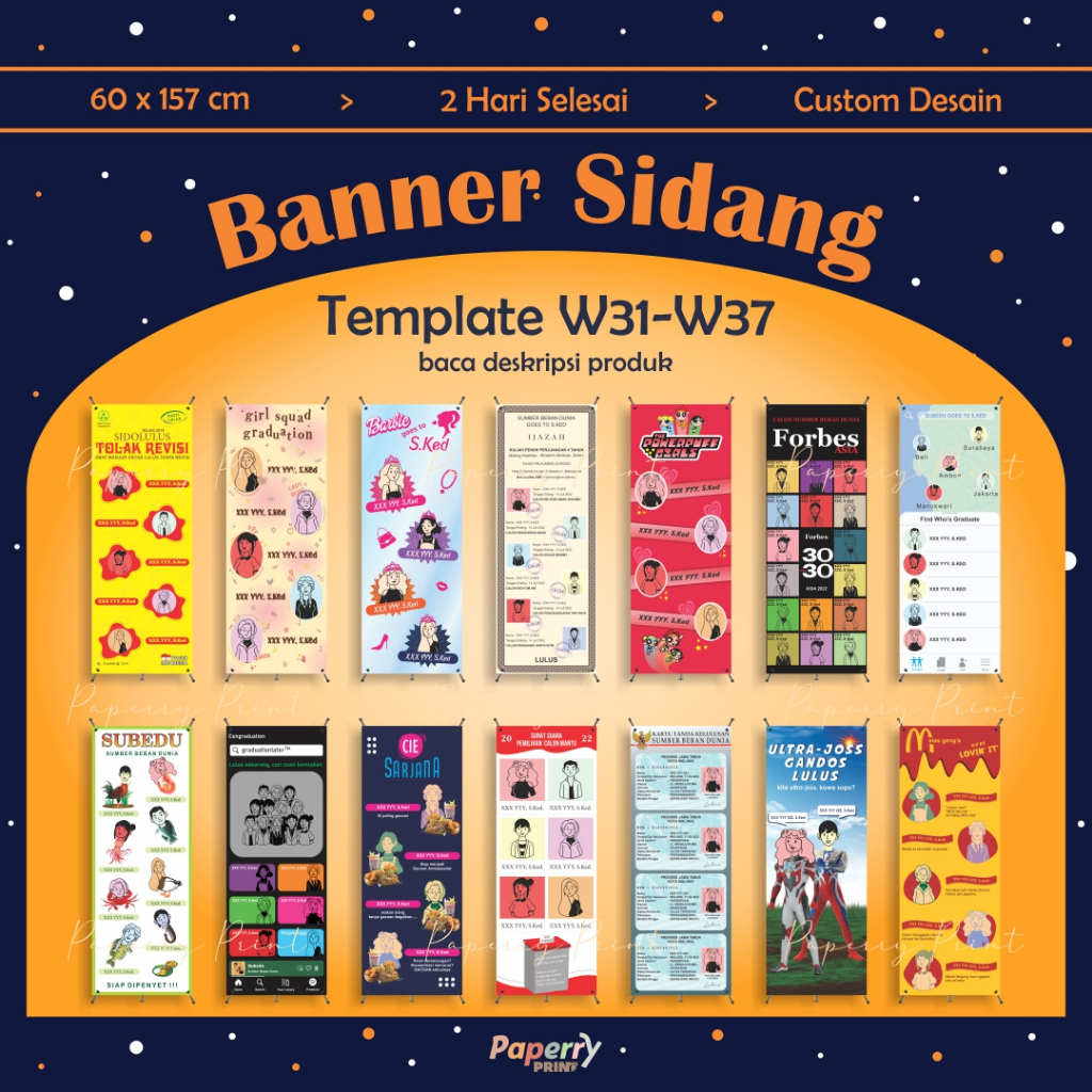 Jual Template W W Banner Wisuda X Banner Wisuda Custom Banner Wisuda Paket Stand