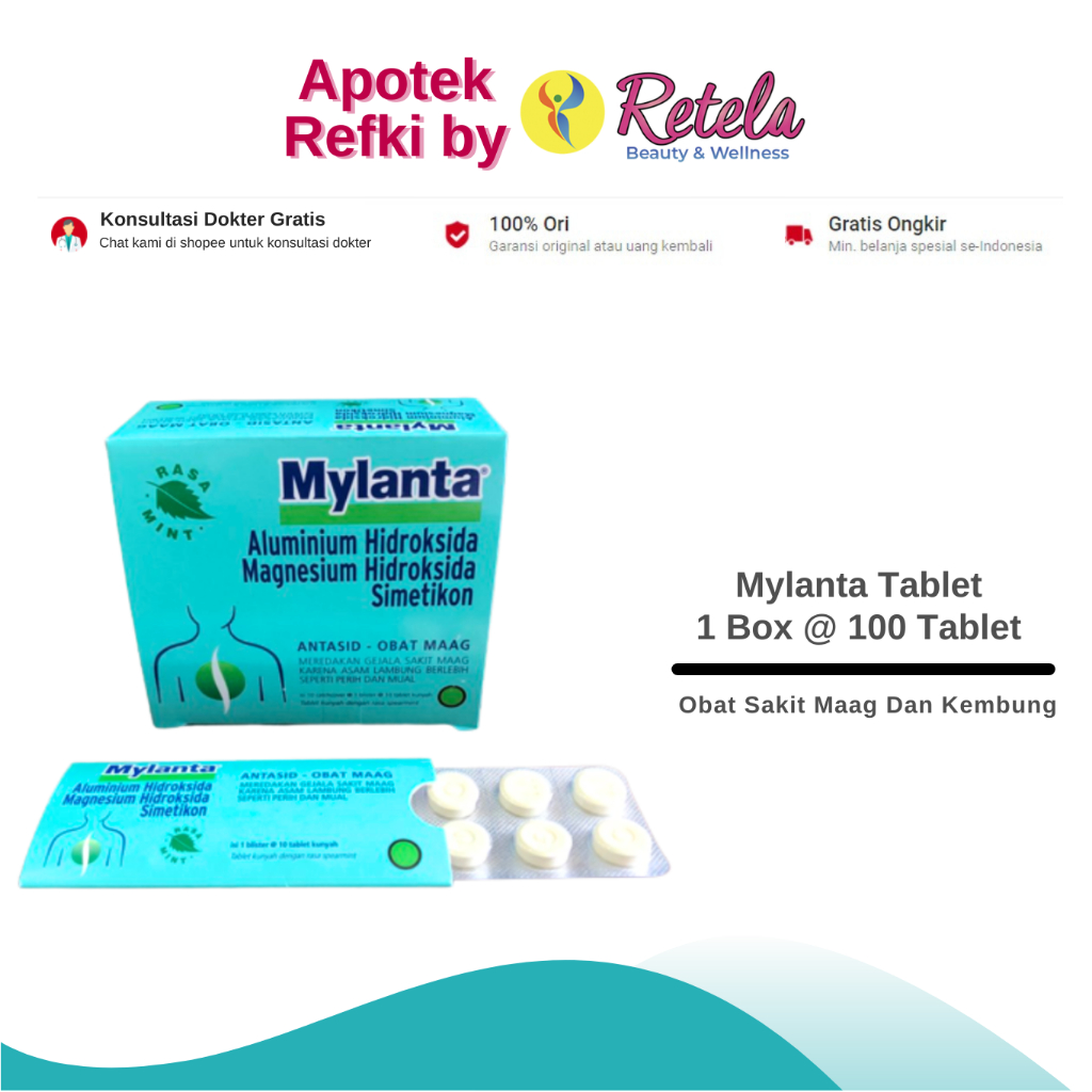 Jual Mylanta Tablet 1 Box 100 Tablet / Obat Sakit Maag Dan Kembung