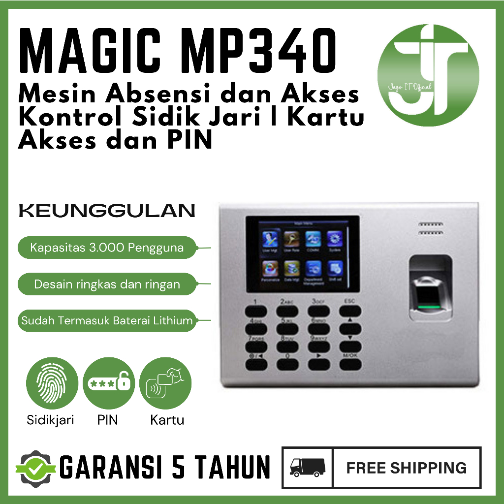 Jual Mesin Absen dan Akses Kontrol Sidik Jari Kartu dan PIN Magic MP340 ...