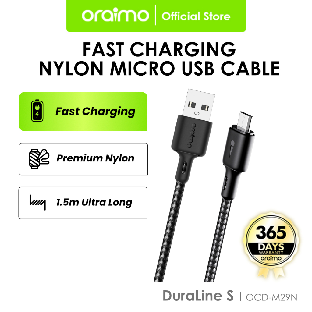 Jual Oraimo Data Cable Android Braided Fast Charging 5V 2.1A Micro USB