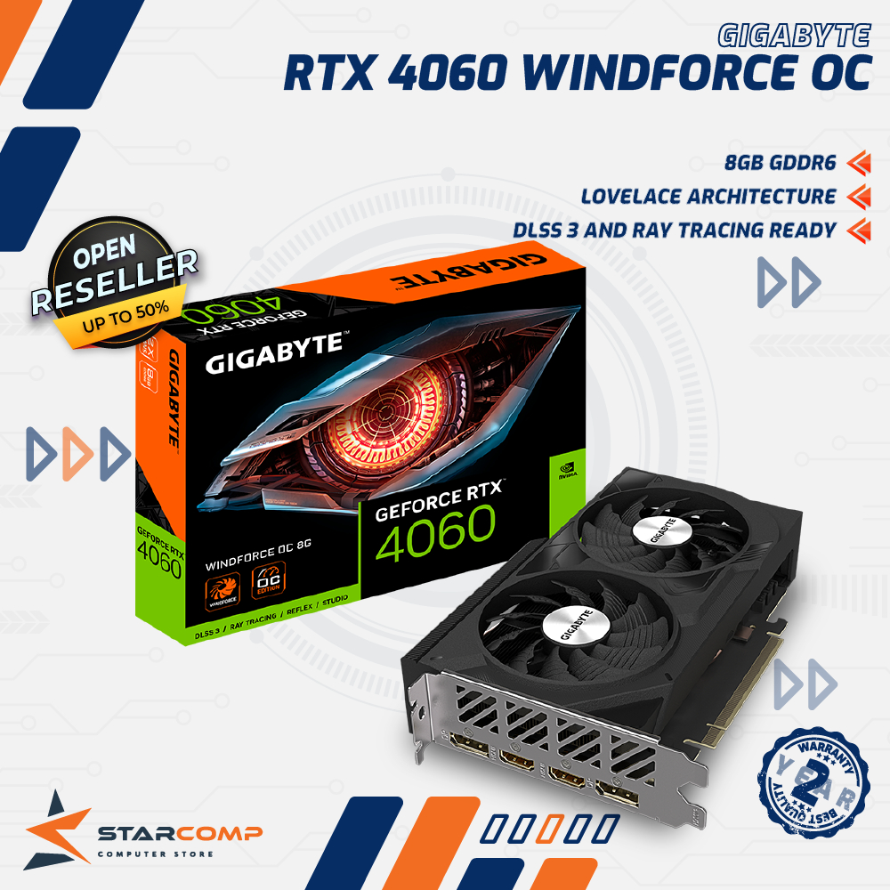 Jual GIGABYTE GeForce RTX 4060 WINDFORCE OC 8GB GDDR6 VGA RTX4060 ...