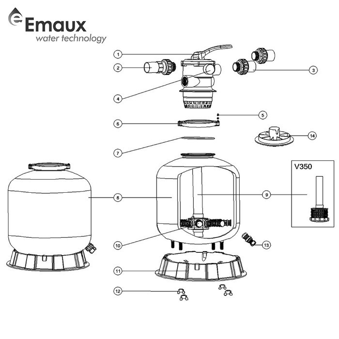 Jual TOP MOUNT SAND FILTER KOLAM RENANG EMAUX V1000 V 1000 POOL 2 INCH ...