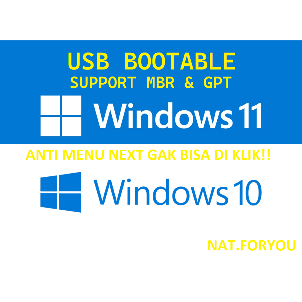 Jual (E6) USB Bootable Windows 10 dan windows 11 Support MBR dan GPT