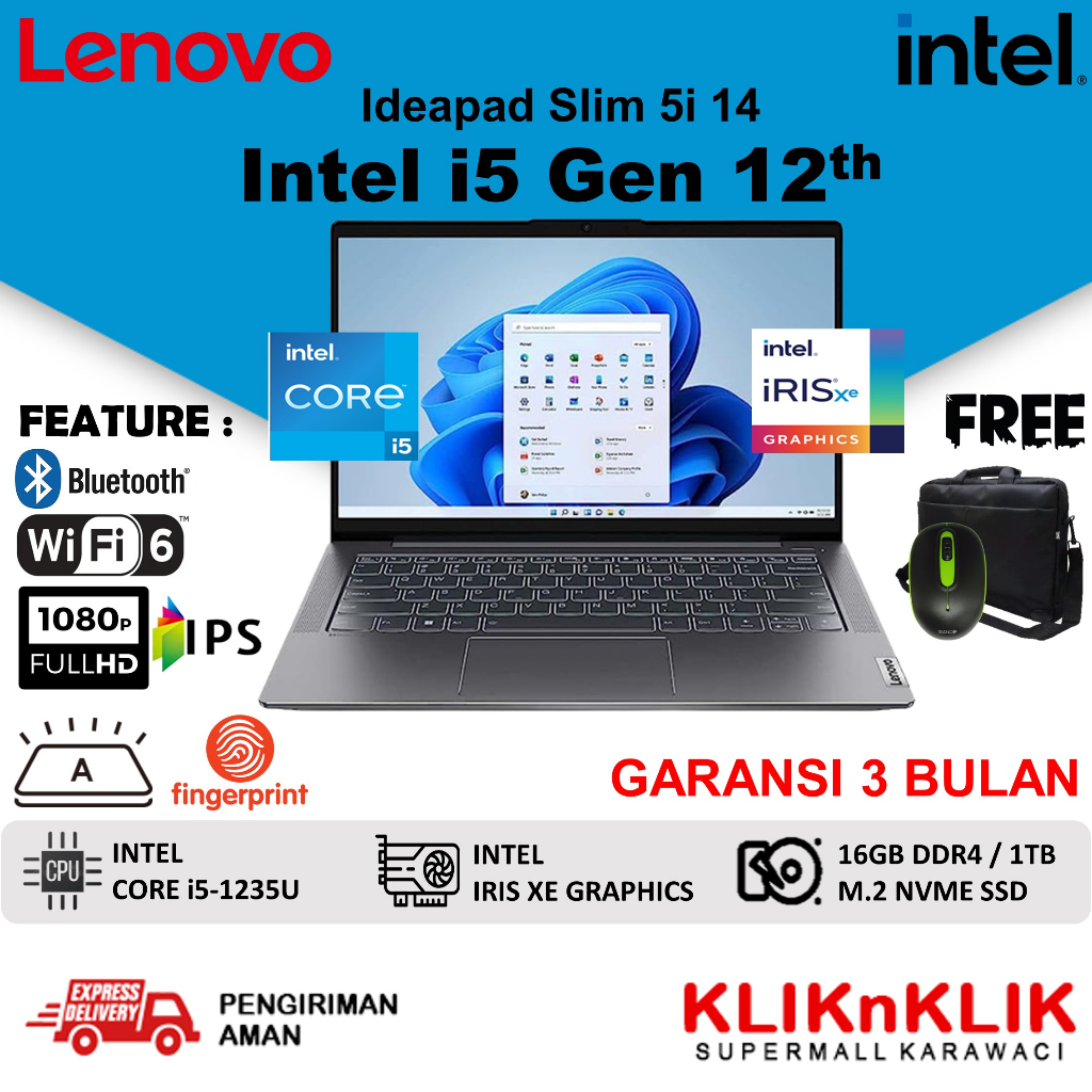 Jual Laptop Lenovo Ideapad Slim 5i 14 Intel Core i5 1235U 16Gb 1Tb - Main Image