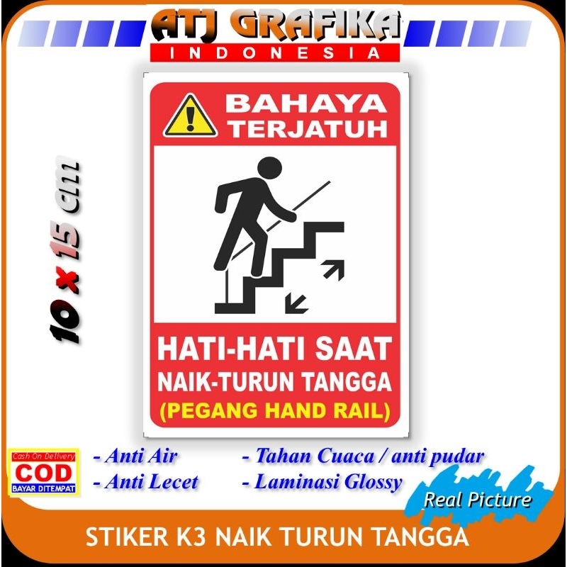 Jual Stiker Hati Hati Naik Turun Tangga Bahaya Terjatuh Sticker K