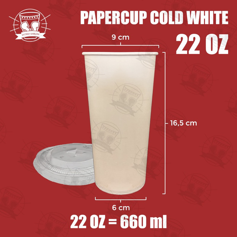 Jual (bisa COD) Papercup 22 oz dingin | Papercup cold 22 oz + tutup ...