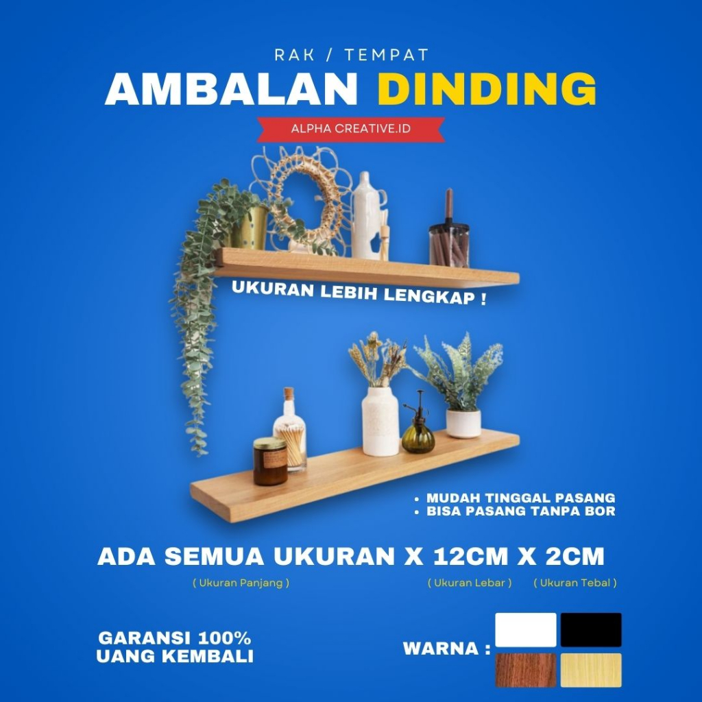 Jual Papan Rak Ambalan Hambalan Tempat penyimpanan Buku Bunga make up ...
