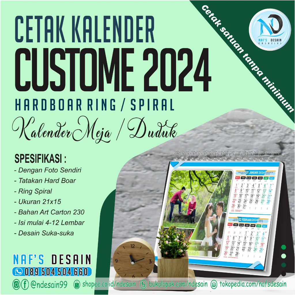 Jual Kalender Meja 2024 Custom Desain 2 Bulanan Shopee Indonesia 