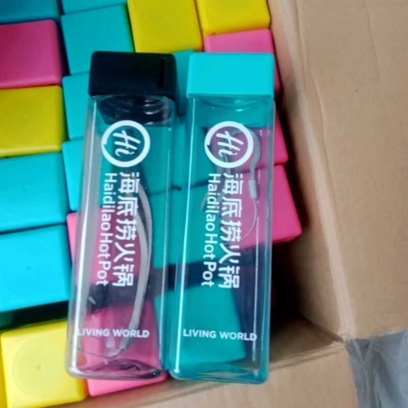 Jual Souvenir Botol Tumbler My Bottle Persegi Kotak Custom Sablon tanpa