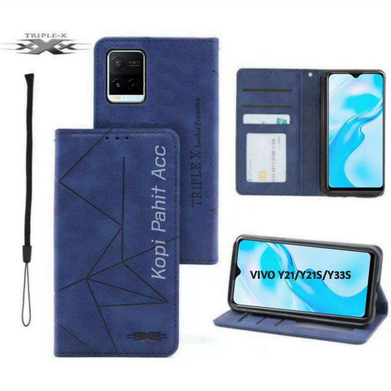 Pour vivo Y21 -Y21S -Y33S Housse Téléphone Flip en PU Cuir Etui vivo Y21 -Y21S -Y33S étui de