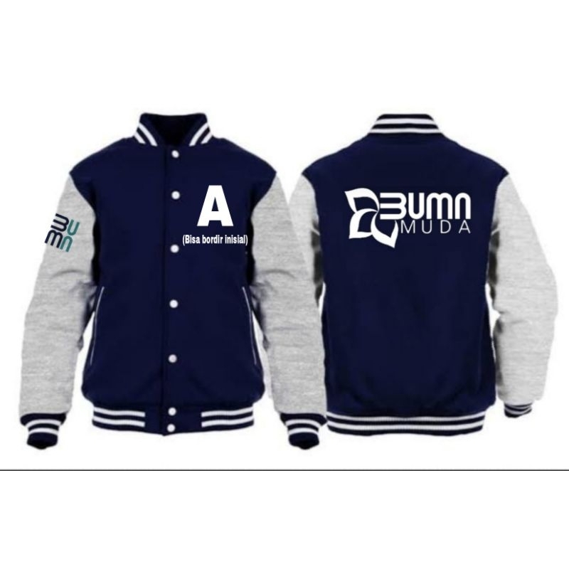 Jual Jaket Baseball Varsity Bumn Muda Bordiran Bisa Custom Sesuai