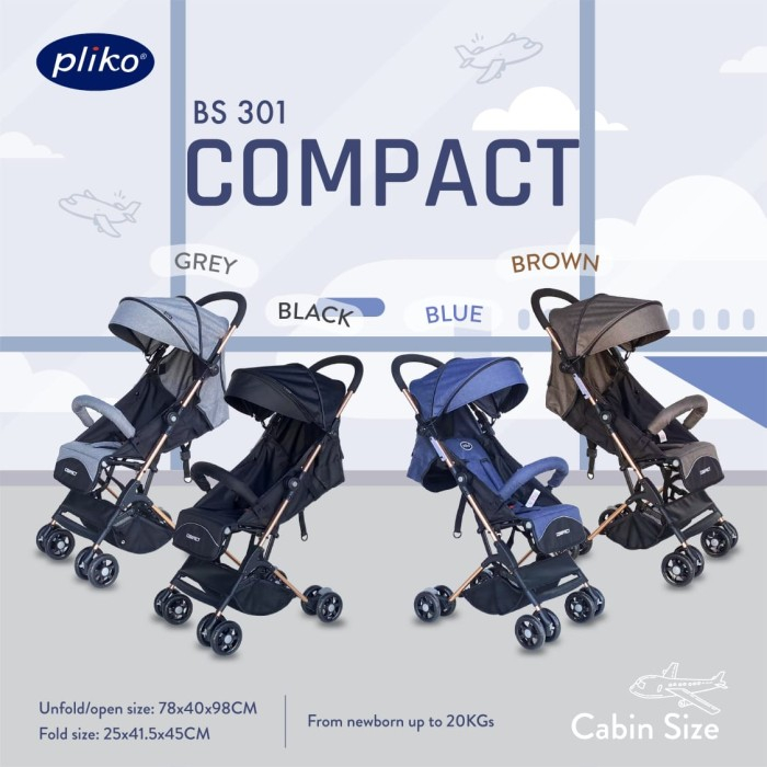 Jual Pliko Compact BS 301 Stroller Cabin Size Kereta Dorong Bayi