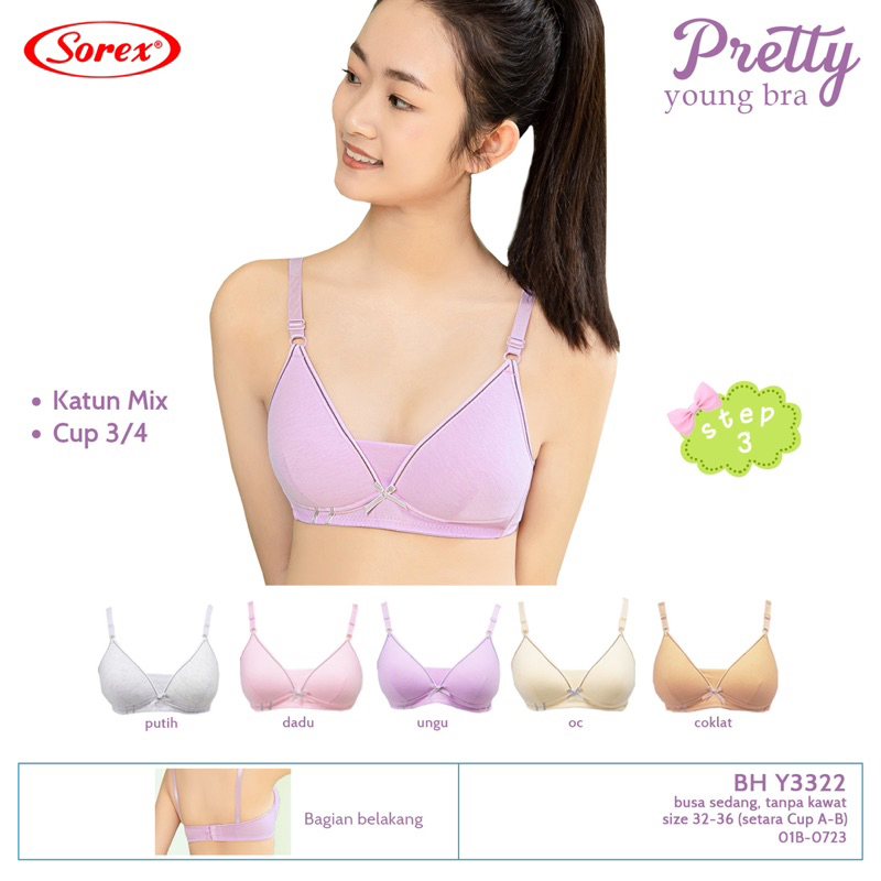 Bra BH Sorex 17232 | Tanpa kawat | Pengait Belakang 2 Cup Sedang