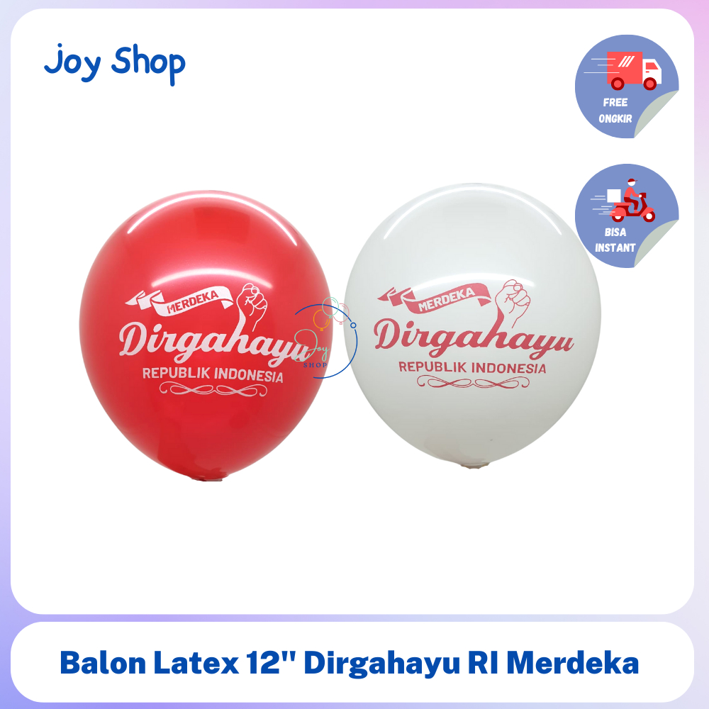 Jual Balon Latex 12 inch HUT RI Merdeka Dirgahayu Indonesia Merah ...