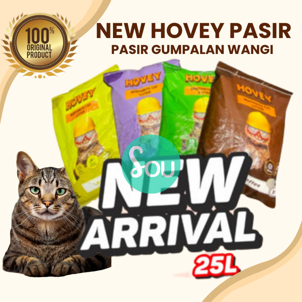 Jual Pasir Kucing Wangi Gumpal Hovey 25L Perawatan Kotoran Hewan Coffee ...