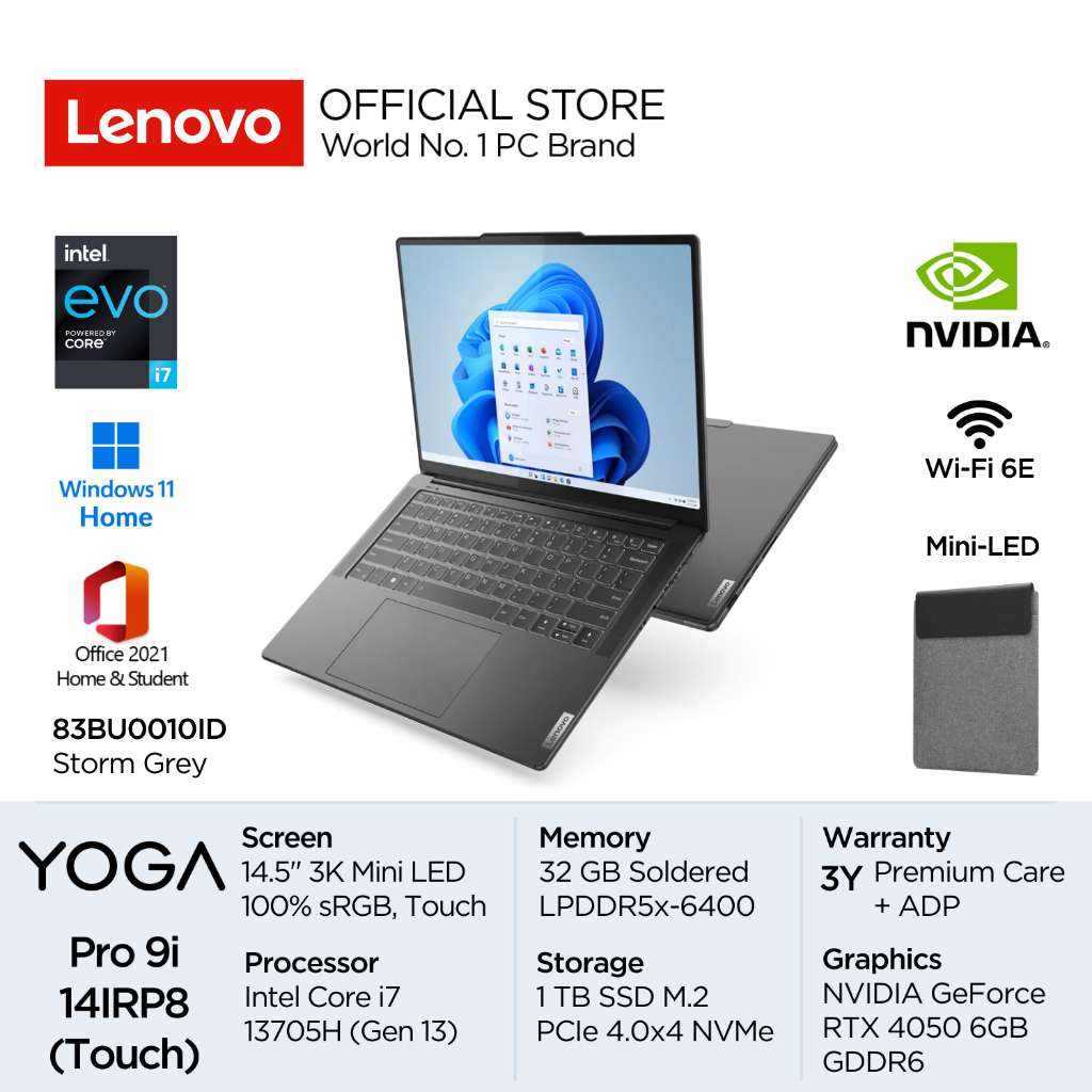 Jual Lenovo Yoga Pro 9i 14irp8 10id Intel Core I7 13705h Evo Win11 32gb 1tb Ssd 14 5 3k Touch